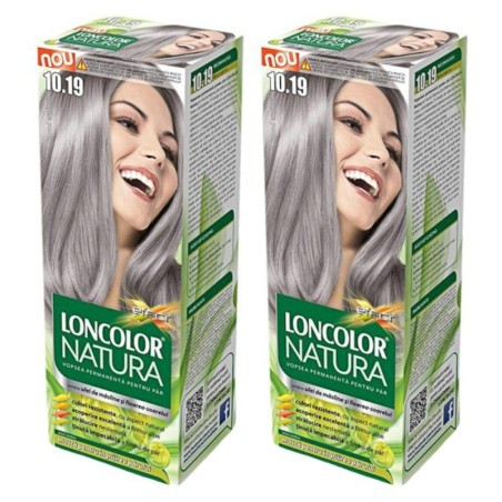 Set of 2 x Permanent Hair Dye Loncolor Natura 10.19 Silver Blonde, 200 ml