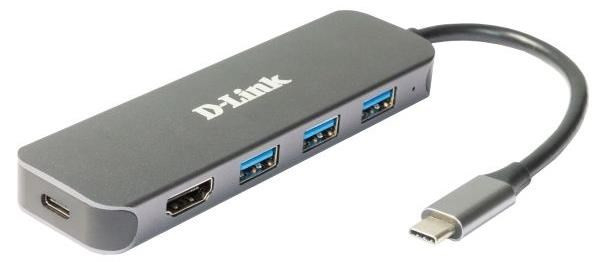 D-Link DUB-2333 USB-C hub HDMI-vel és 3x USB3.0-val, mini dokkolóállomással