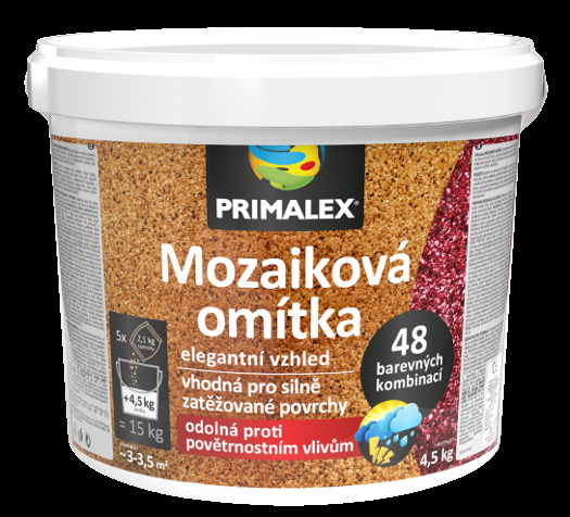 PRIMALEX - Mosaic plaster mix of colors (B+B+B+J+F) 15 kg (4.5 kg + 5x2.1 kg)