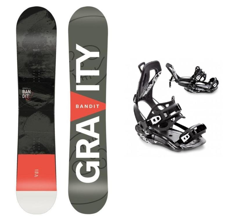 Gravity Bandit pánský snowboard + Raven FT360 black - 162 cm wide + L (EU 41-44) - černé