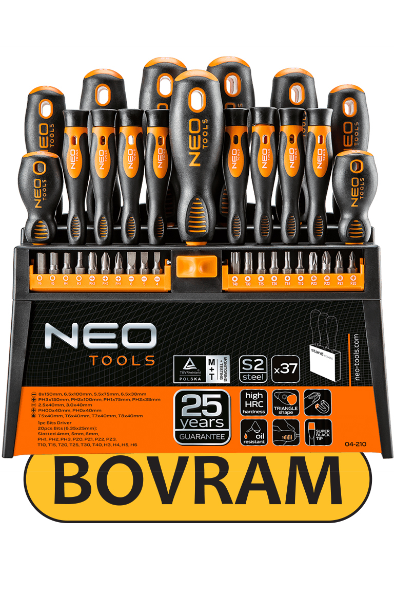 BOVRAM szerszámok Csavarhúzók és bitek készlete Neo Tools 04-210