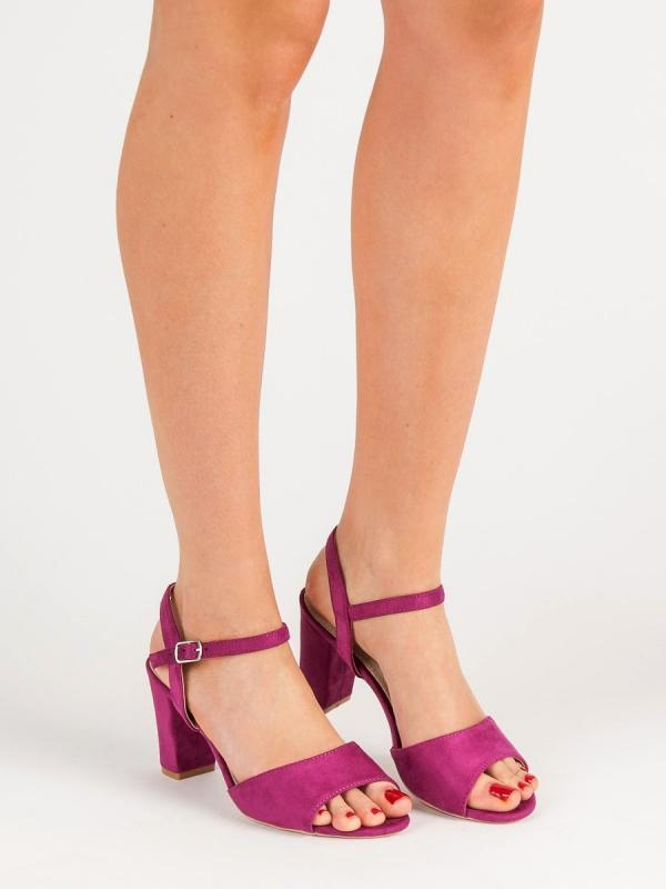 FILIPPO DS777/19F Výborné fialové dámské sandály na širokém podpatku POUZE EU 39 (VÝPRODEJ)