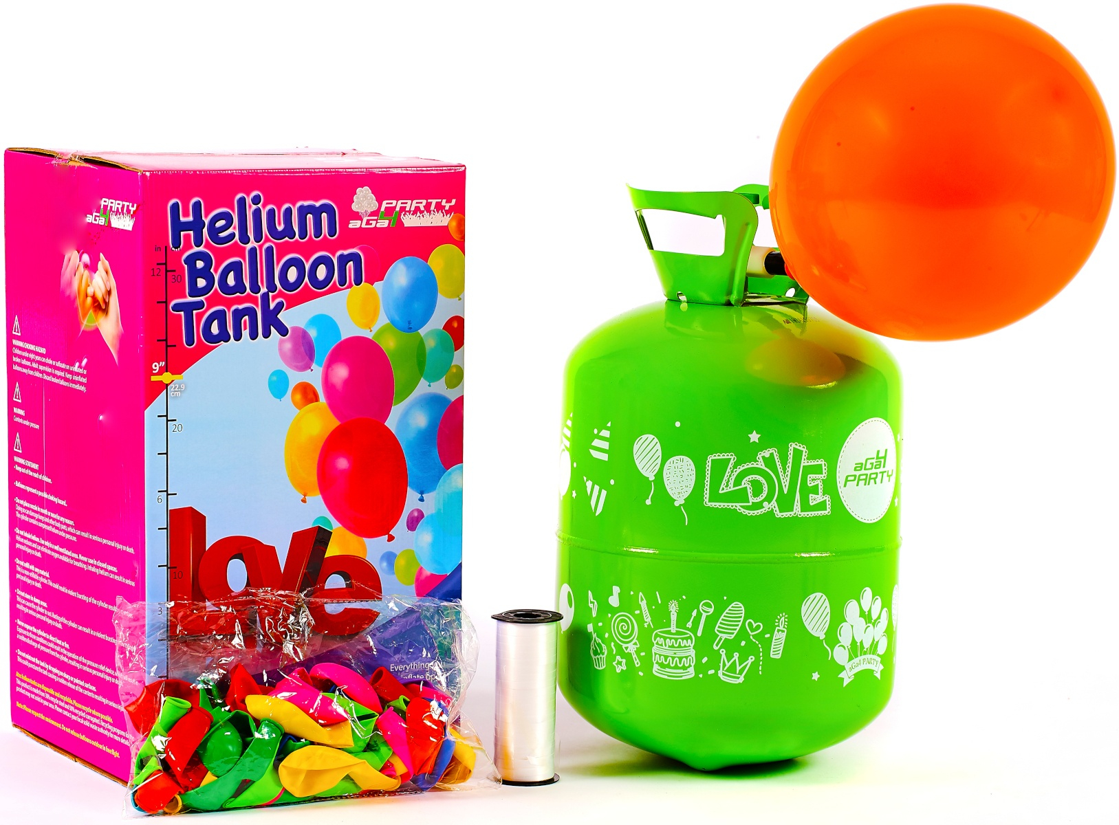 Helium do balónků PARTY 30 MIX Aga4Kids - zelený/modrý