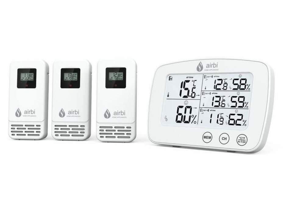 Időjárás állomás Airbi TRIO - digitális hőmérő és higrométer 3 vezeték mentes érzékelővel
