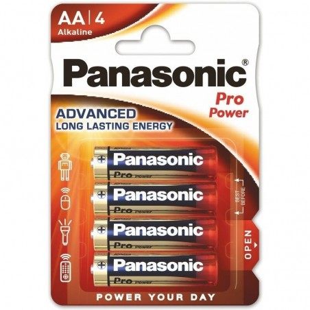 Baterii Alcaline AA, R6, Panasonic Alkaline Pro Power, 1.5 V, Blister 4 Baterii...
