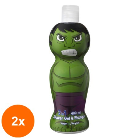 Set 2 x Gel de Dus si Sampon Hulk, Figurina 1D, 400 ml...