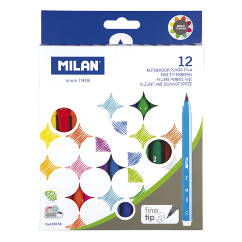 MILAN - Fixy s kulatým hrotem fine 2 mm - sada 12 ks