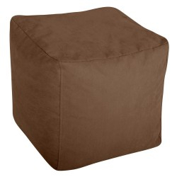 Small brown suede cube ottoman beanbag TiaHome