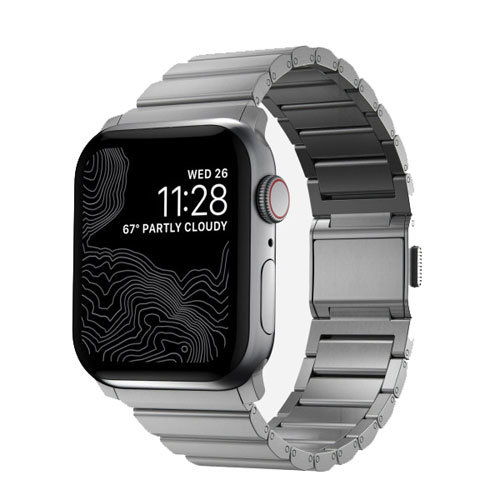 Nomad Silver Titanium Metal Links Band - For Apple Watch Series 5 44mm