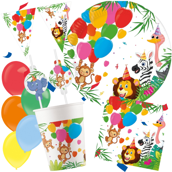 Džungle Animals - Party set s balonky ZDARMA - pro 8 osob