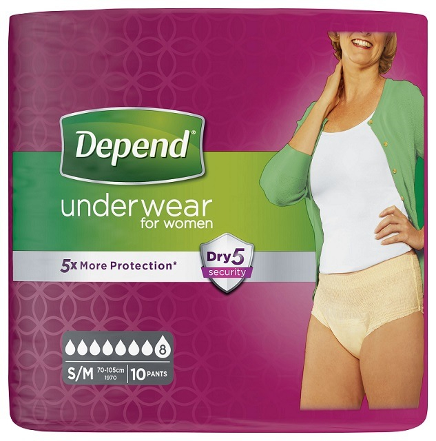 DEPEND SUPER S/M pre ženy naťahovacie nohavičky 10ks