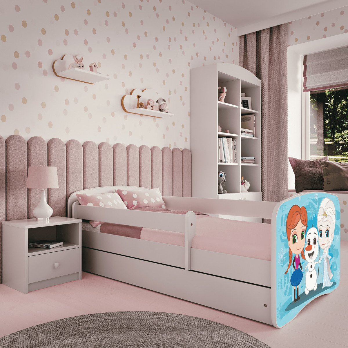 Detská posteľ so zábranou - Frozen 2 - posteľ + úložný priestor 160x80 cm