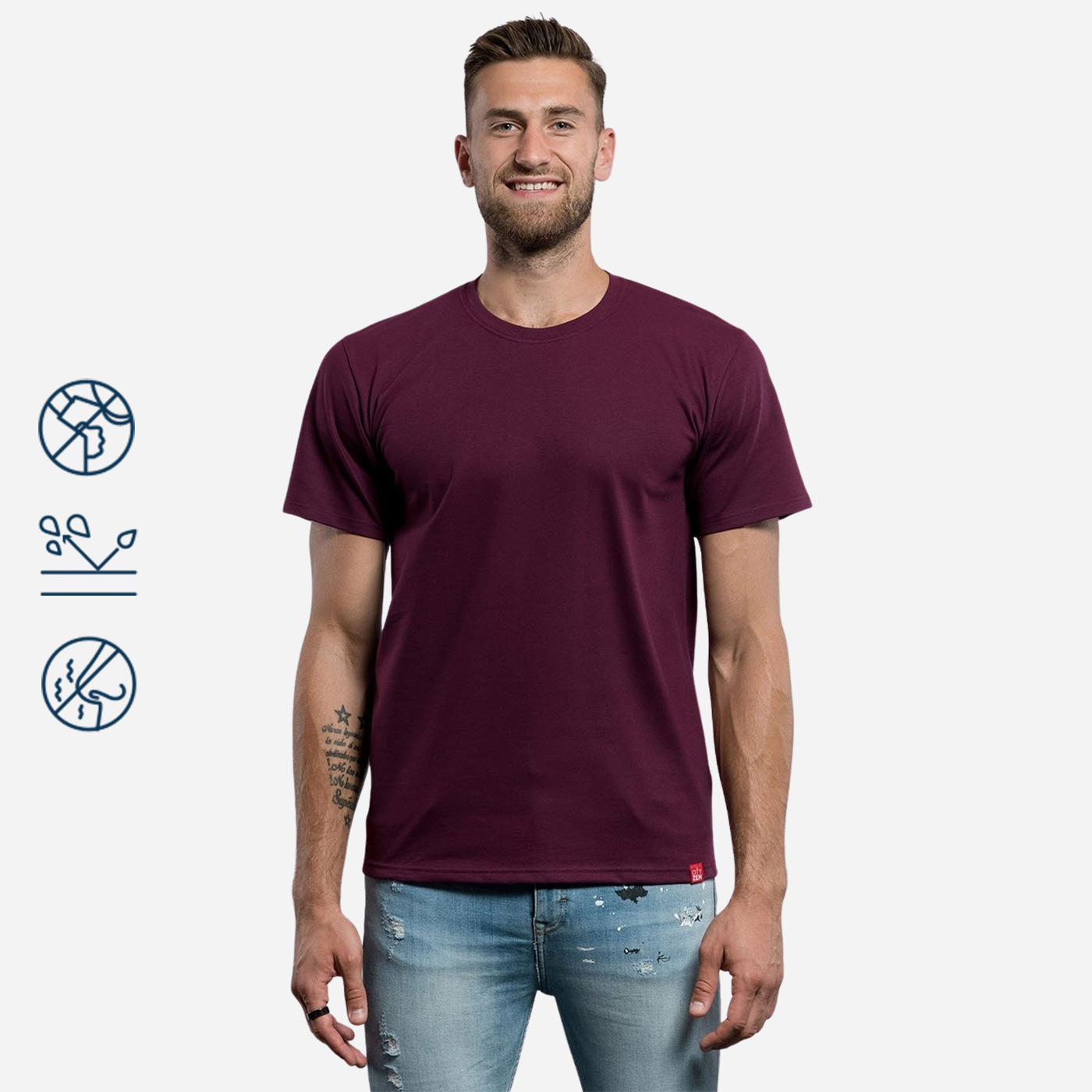 CityZen Bordové bavlnené tričko Veľkosť: 5XL