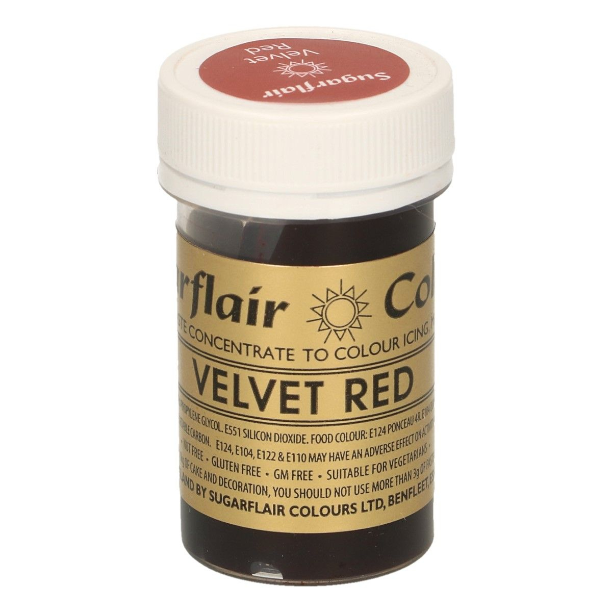 Sugarflair Gelová barva Velvet Red - červená 25 g