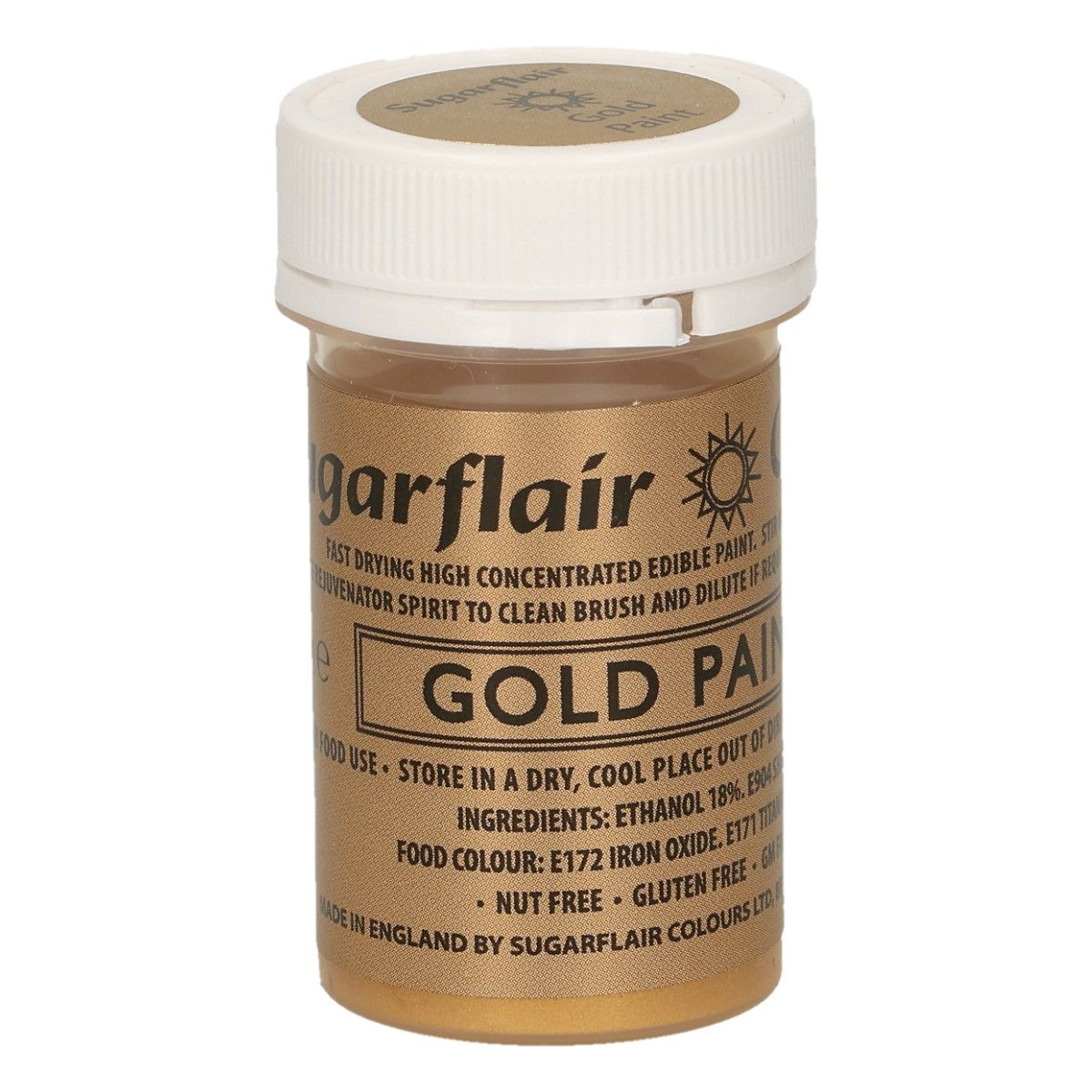 Sugarflair Gelová barva Gold mat - matná zlatá 25 g