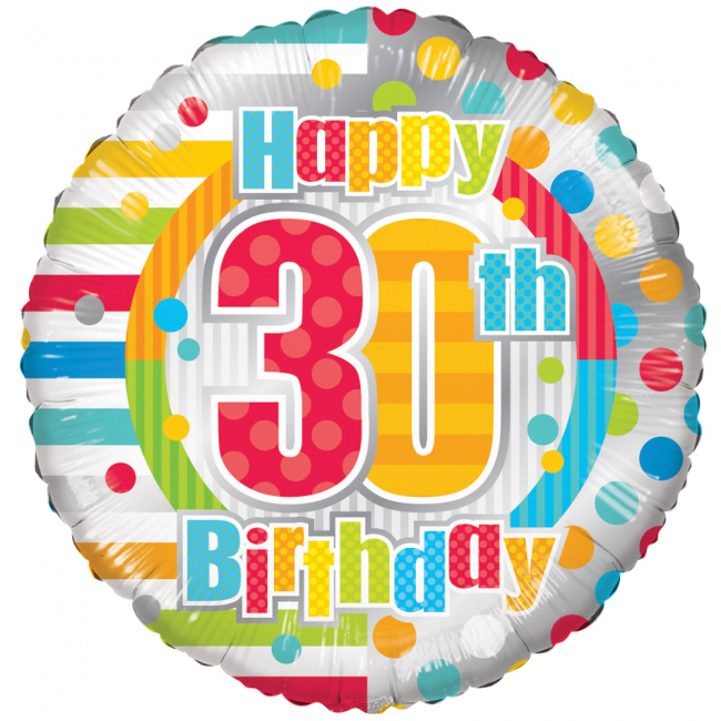 Pyöreä Happy 30th Birthday Foliopallo