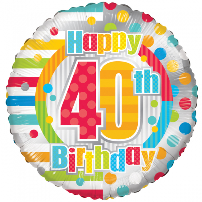 Pyöreä Happy 40th Birthday Foliopallo
