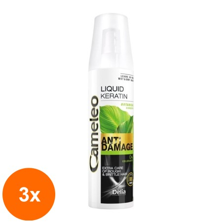 Set 3 x Balsam Spray Keratina Lichida Cameleo Botanical pentru Par Deteriorat, 150 ml...