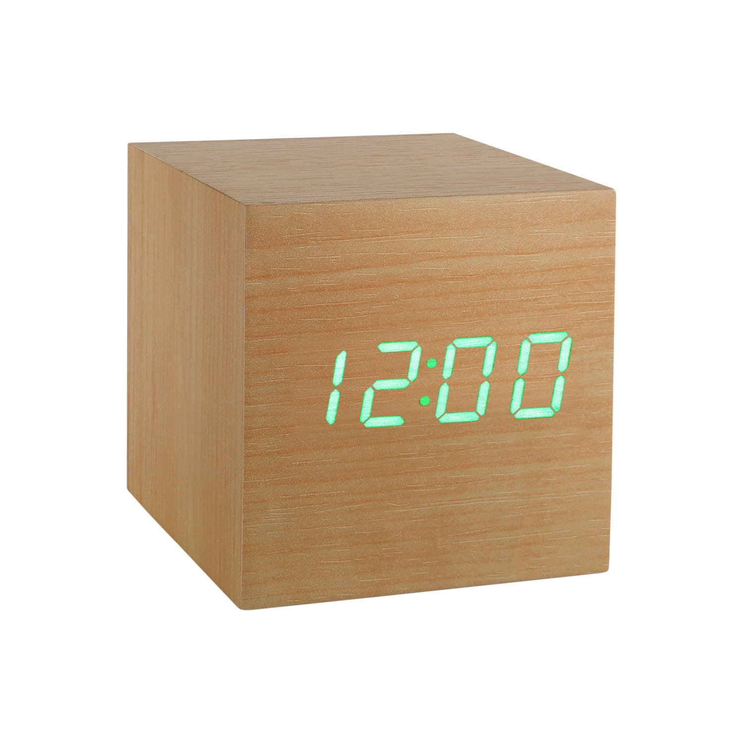 Despertador 'Cube Click', faia / verde - Gingko