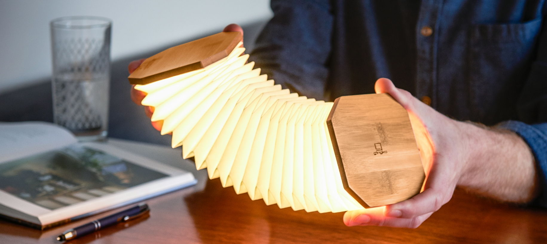 Foldbar lampe "Harmonika" - bambus - Gingko