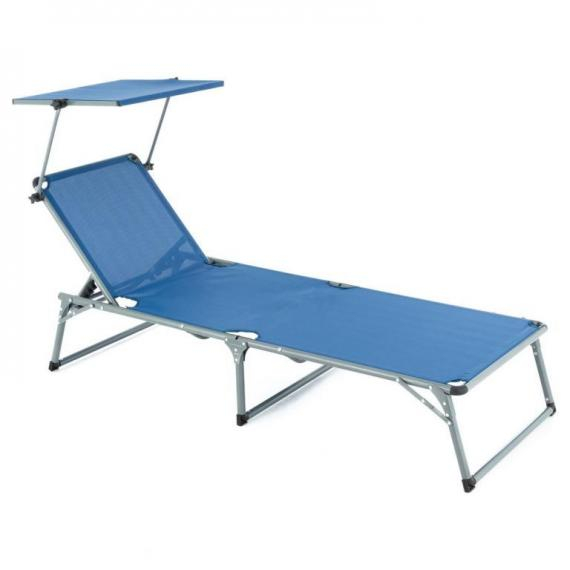 DIVERO Opvouwbare ligstoel met luifel XXL, blauw