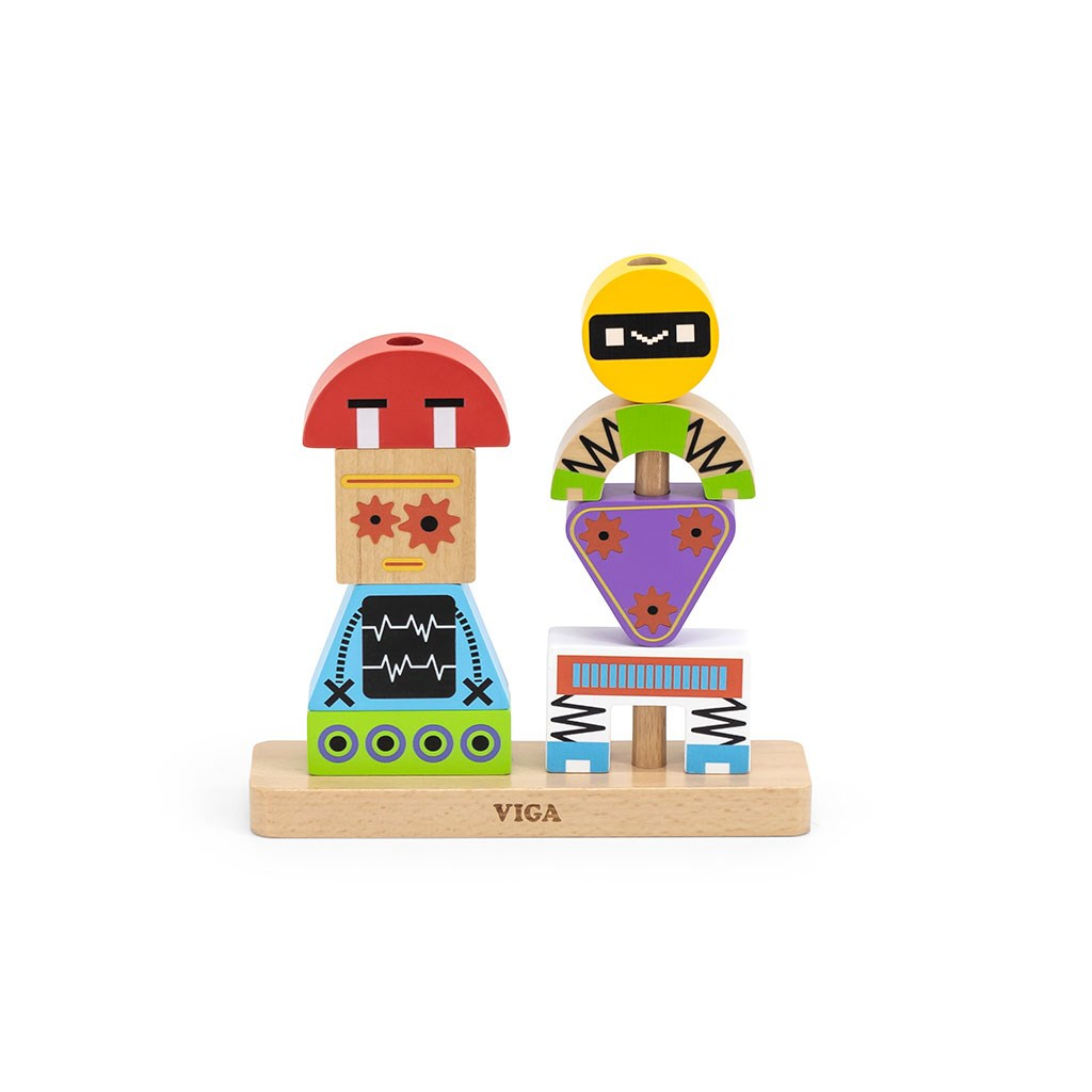 Drevené kocky Viga Robot Farba: Viacfarebná