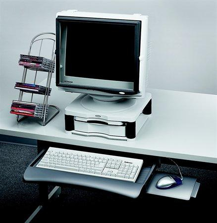 Tabuleiro de teclado e rato sob a secretária, cinza, plástico, Fellowes