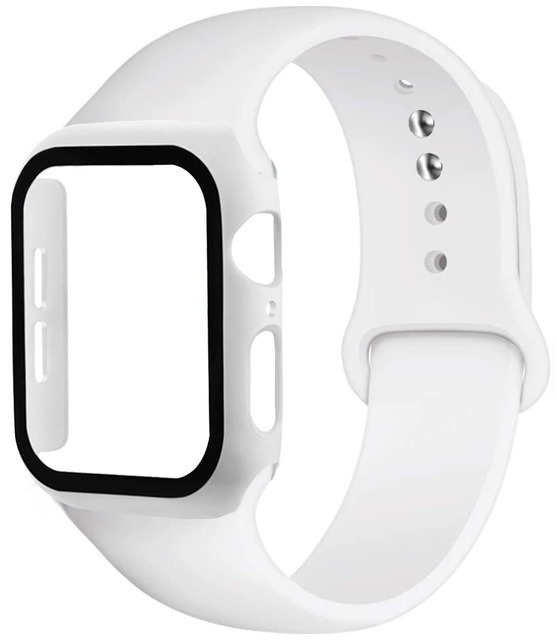 3v1 Ochranné púzdro + Silikonový remienok pre Apple Watch Farba: Biela, Veľkosť Apple Watch: 44MM