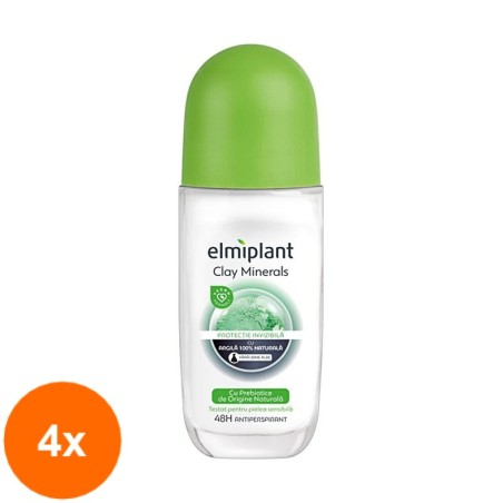 Set 4 x Deodorant Antiperspirant Roll-on Elmiplant Clay Minerals, 50 ml...