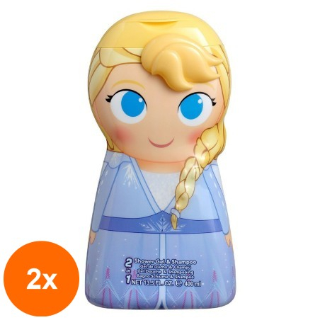 Set 2 x Douchegel en Shampoo Frozen II Elsa met Figuur 1D, 400 ml