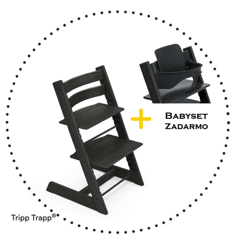 Jedálenská stolička Stokke Tripp Trapp Oak Black + Babyset