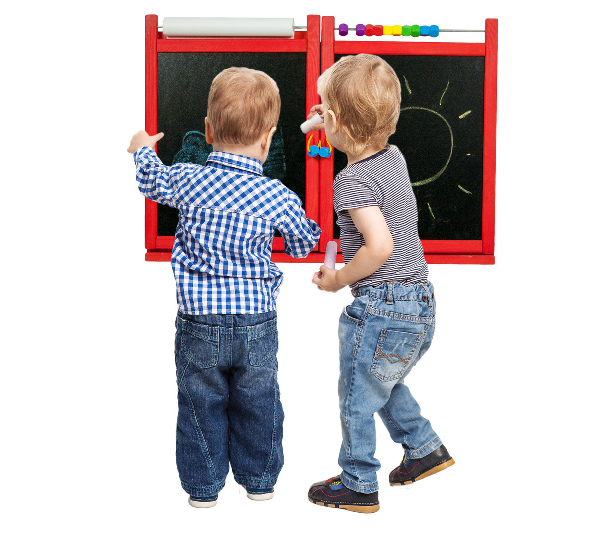 Dětská magnetická/křídová tabule na stěnu - červená