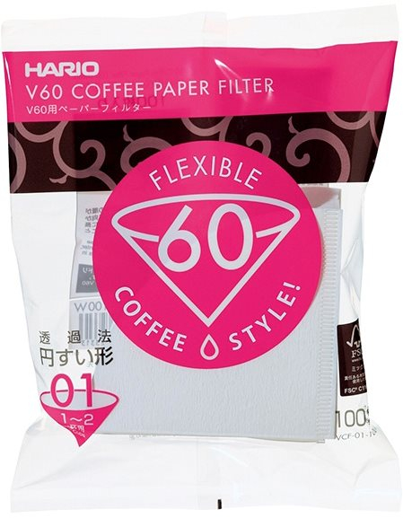 Kávéfilter Hario papírfilter V60-01, fehér, 100db