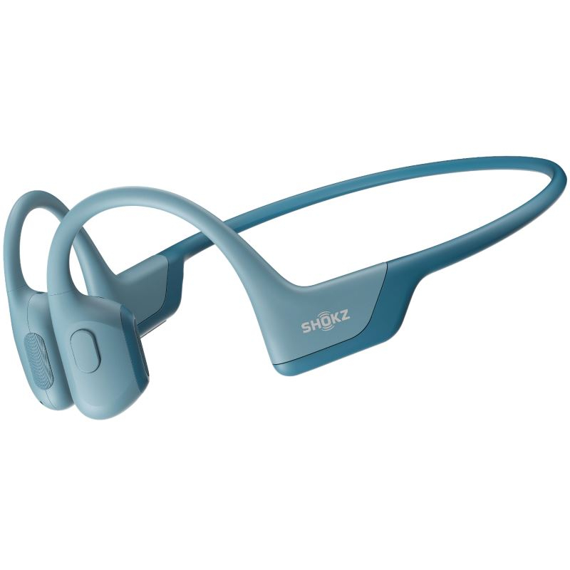 Căști Bluetooth Shokz OpenRun PRO în fața urechilor, albastre S810BL
