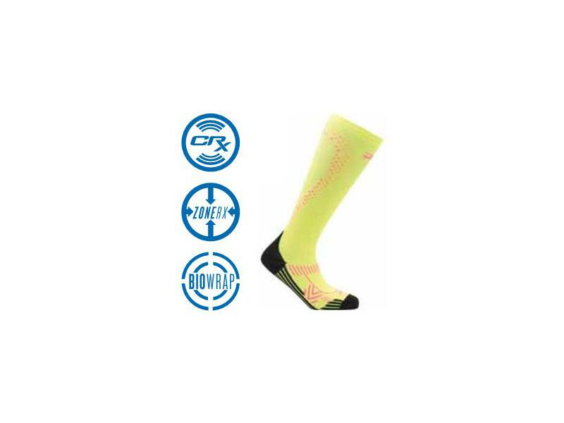 Compression socks women's ZOOT ULTRA 2.0 CRx SOCK safety yellowink glow 40
