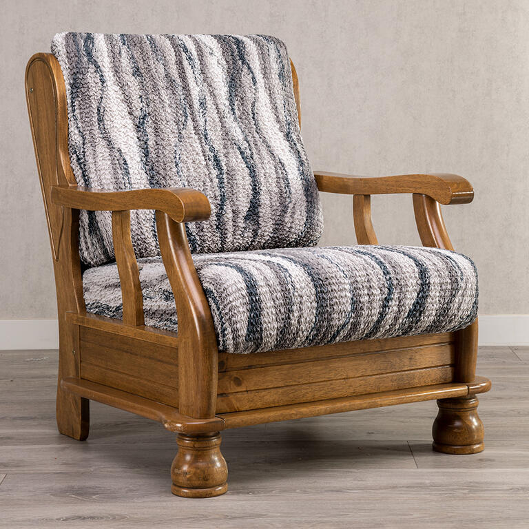 Bi-elastyczne pokrowce OCEANO NOWE szaroniebieskie fotel z drewnianymi bokami (sz. 40 - 70 cm)