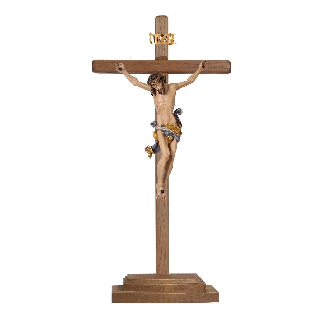 Drevený rovný kríž na podstavci s korpusom Leonardo