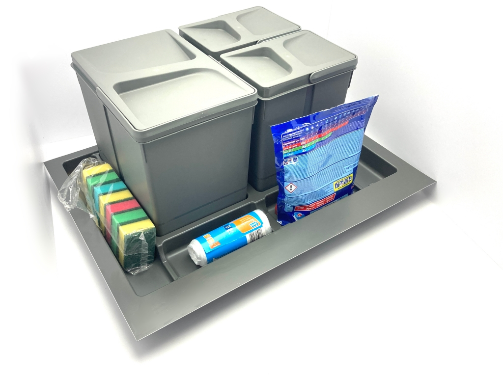 In-Design Systém odpadkových košů do zásuvky PRAKTIK šířka 700 antracit Členění odpadkového koše: 1x15 + 2x7l (výška 270)