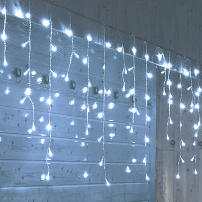Vianočná led svetelná záclona na spájanie vonkajšia 100led - 1,5m studená biela