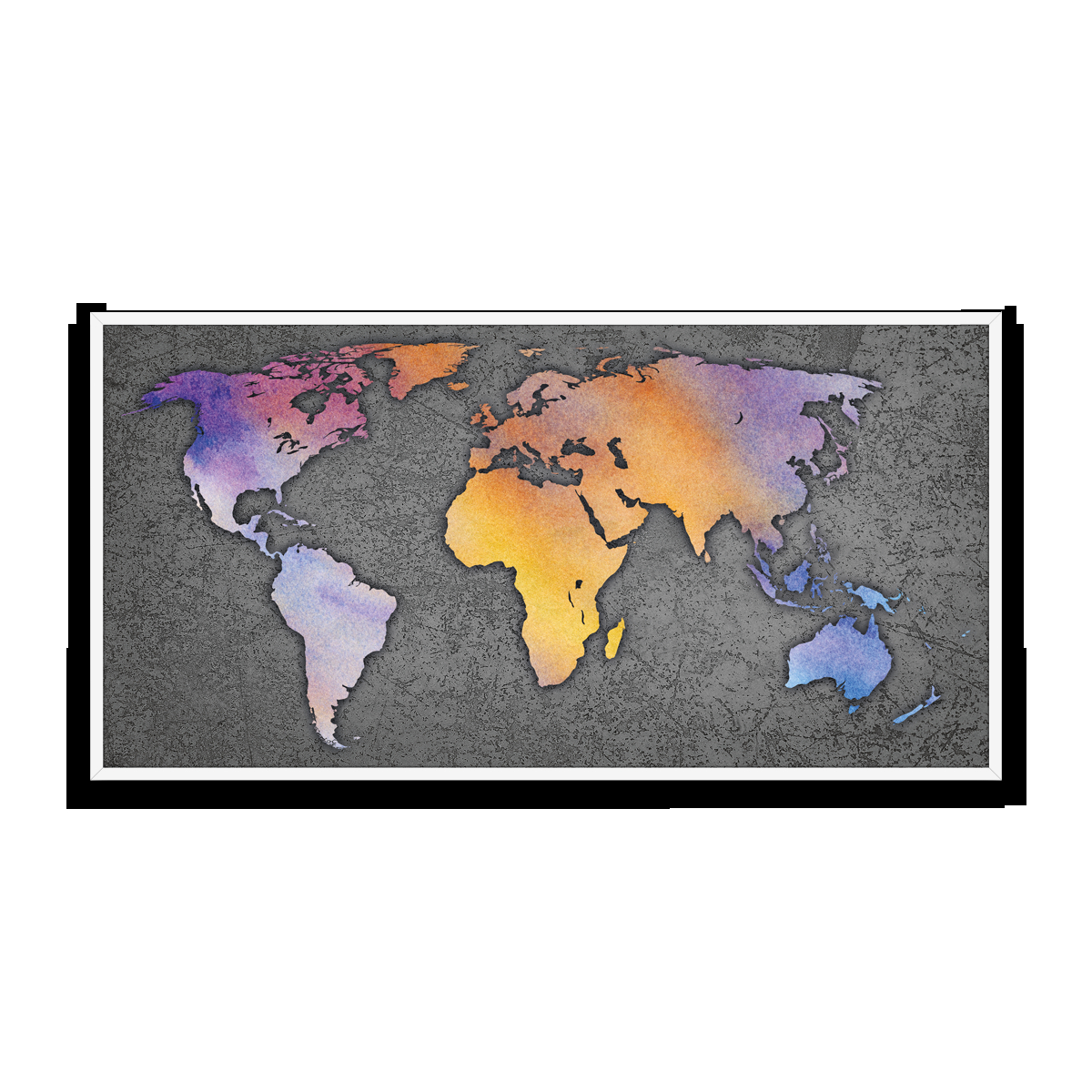 Svět v barvách - textura – beton 1 / oranžové odstíny / pěnová kapa deska / bílý hliníkový rám / 100×50 cm