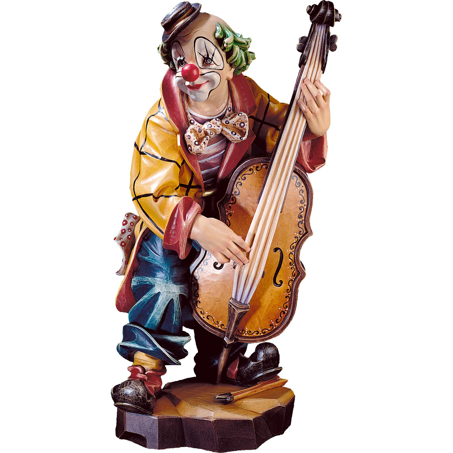 Clown bassist wooden statue