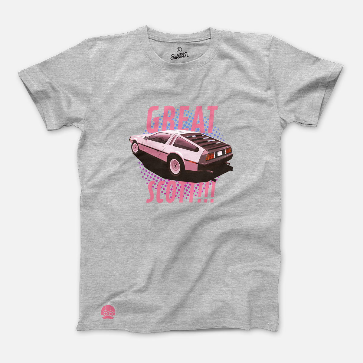 Koszulka z samochodem Delorean DMC-12 dla fanów filmu "Powrót do Przyszłości" - M, Szary