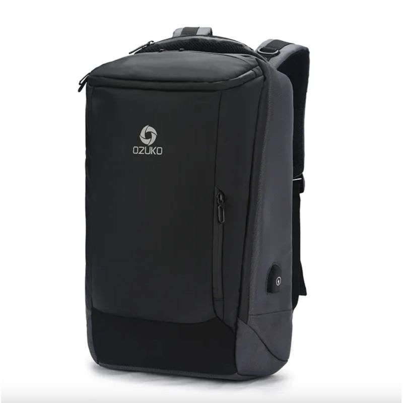 Ozuko travel and school backpack with USB port Grey 23L
