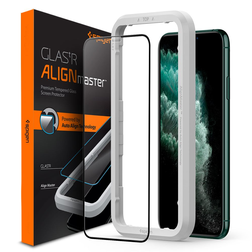 Edzett Üveg / Tempered Glass Spigen Alm Glass Fc Iphone 11 Pro Max Fekete