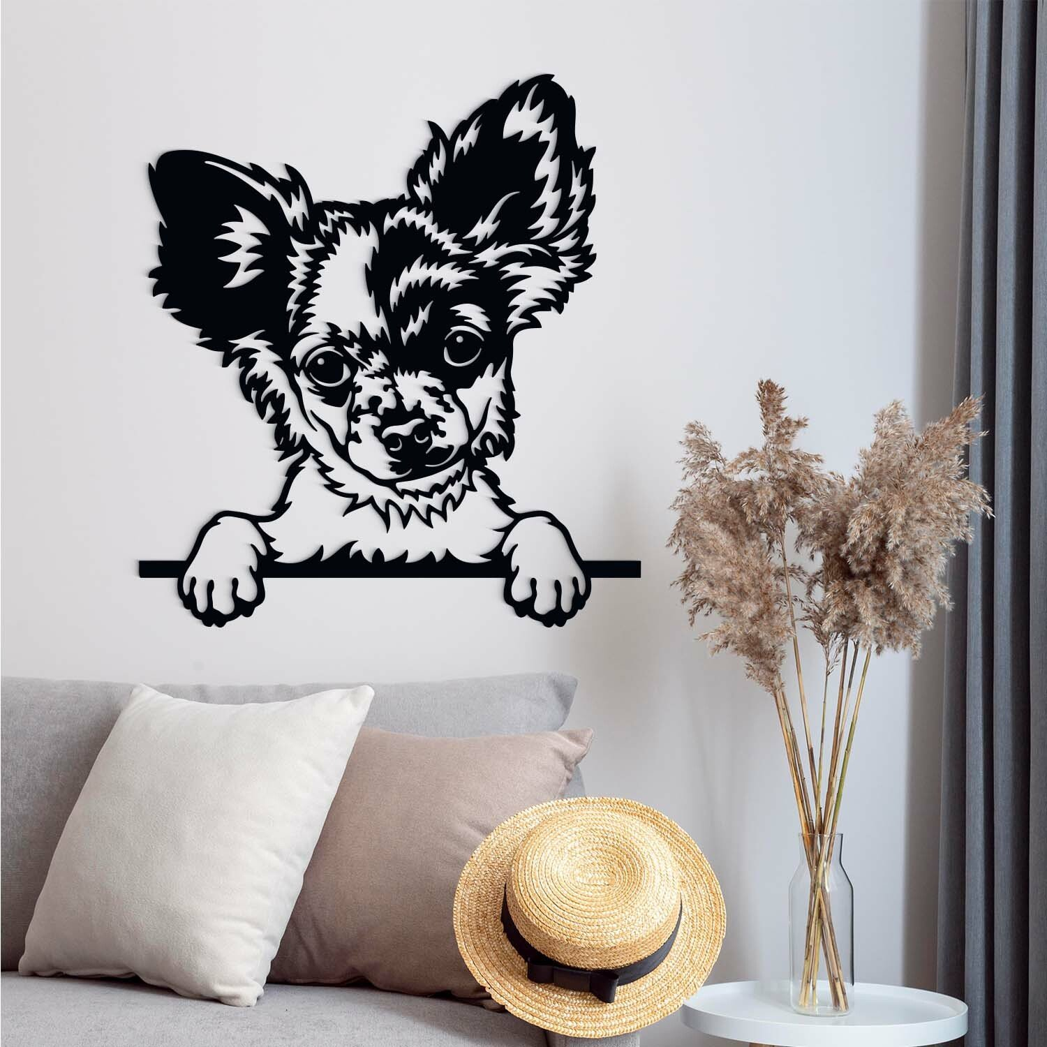 Ξύλινη εικόνα ενός σκύλου στον τοίχο - Chihuahua | DUBLEZ