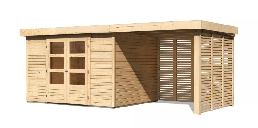 Dřevěný zahradní domek ASKOLA 5 s přístavkem Lanitplast 522 cm