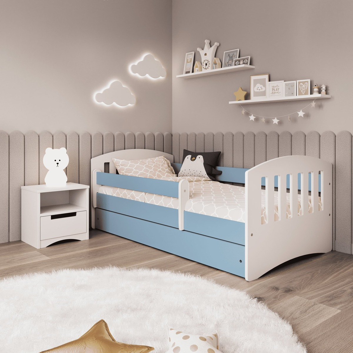 Detská posteľ Classic - modrá - posteľ + úložný priestor 160x80 cm