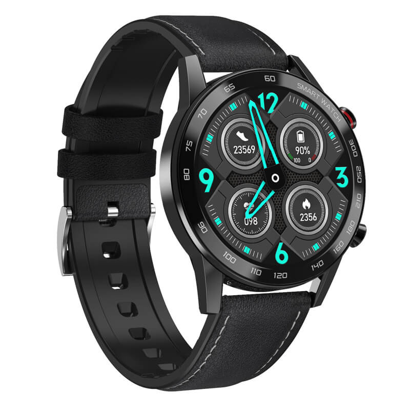 Pánske Smart Hodinky Watchking W10 Pro Koža Čierne | Fitness Inteligentné Smart Watch Elegantné | Volanie Meranie Tlaku a Tepu | Dotykové Vodotesné s Oxymetrom