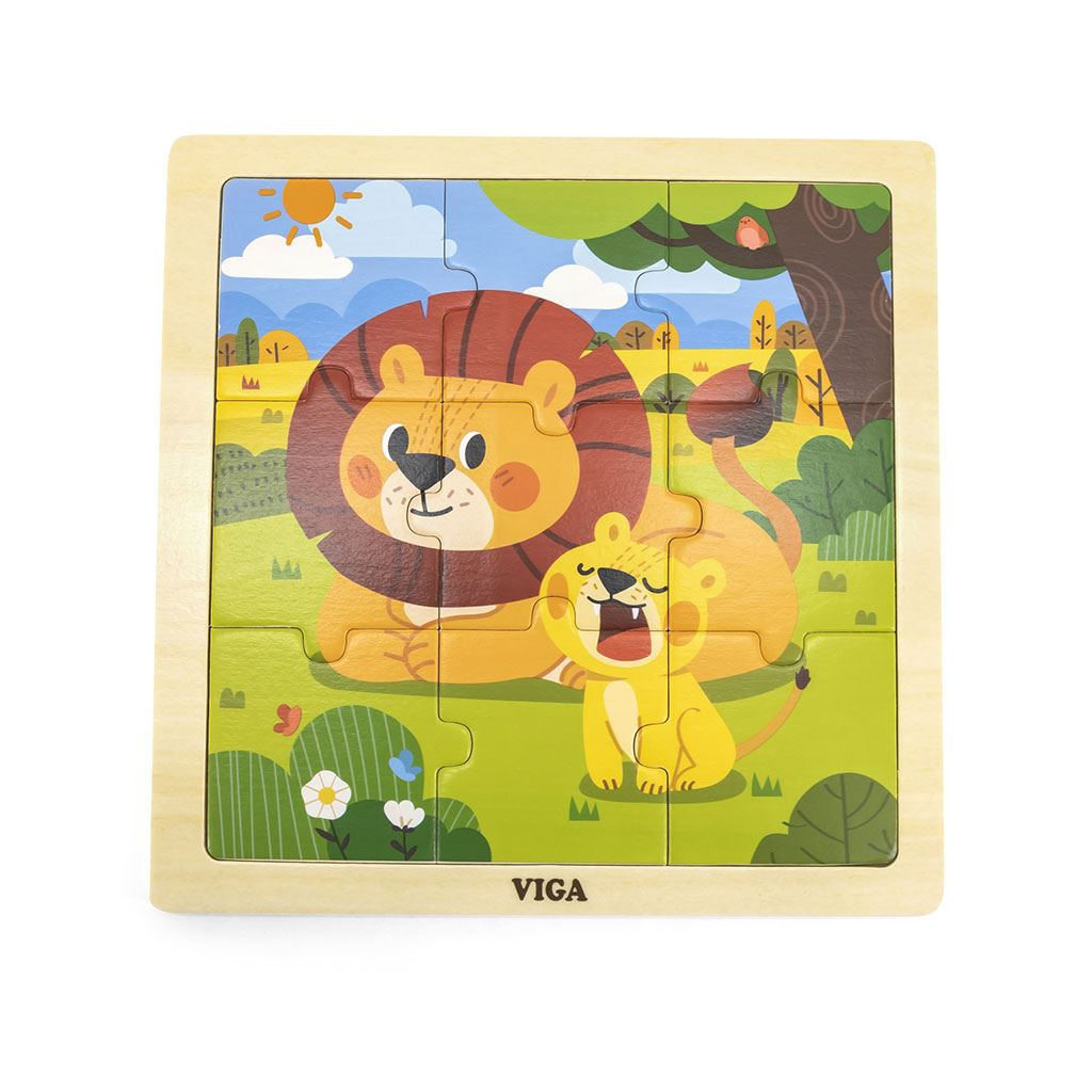 Drevené puzzle pre najmenších Viga 9 ks Lion Farba: Viacfarebná