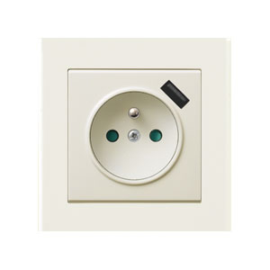 OSP Sockets in frame for plaster, 1x 230V/16A with USB charger, ivory color